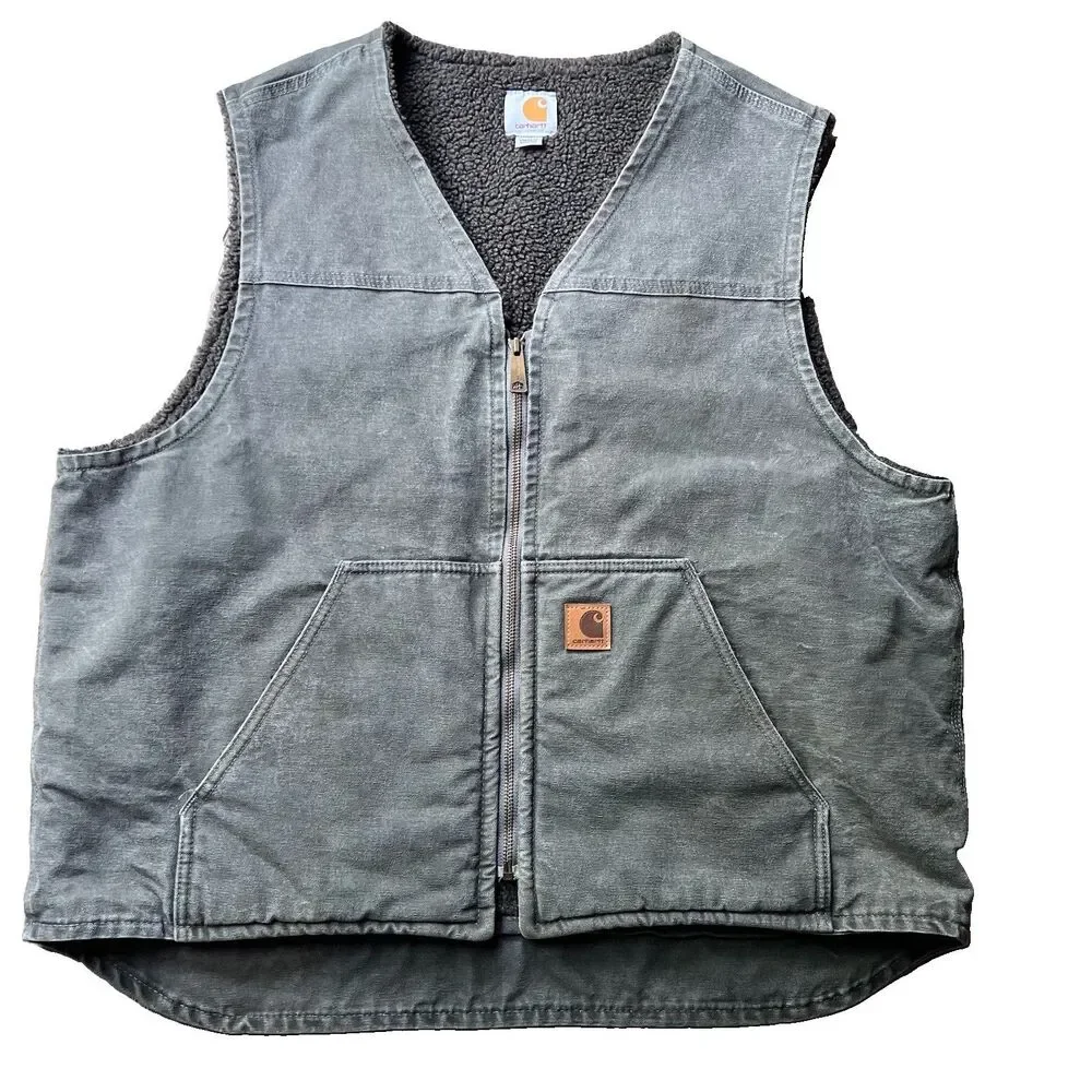 Carhartt V26 GVL Sandstone Duck Sherpa Lined Work Vest Men's XL Regular - Picture 1 of 13